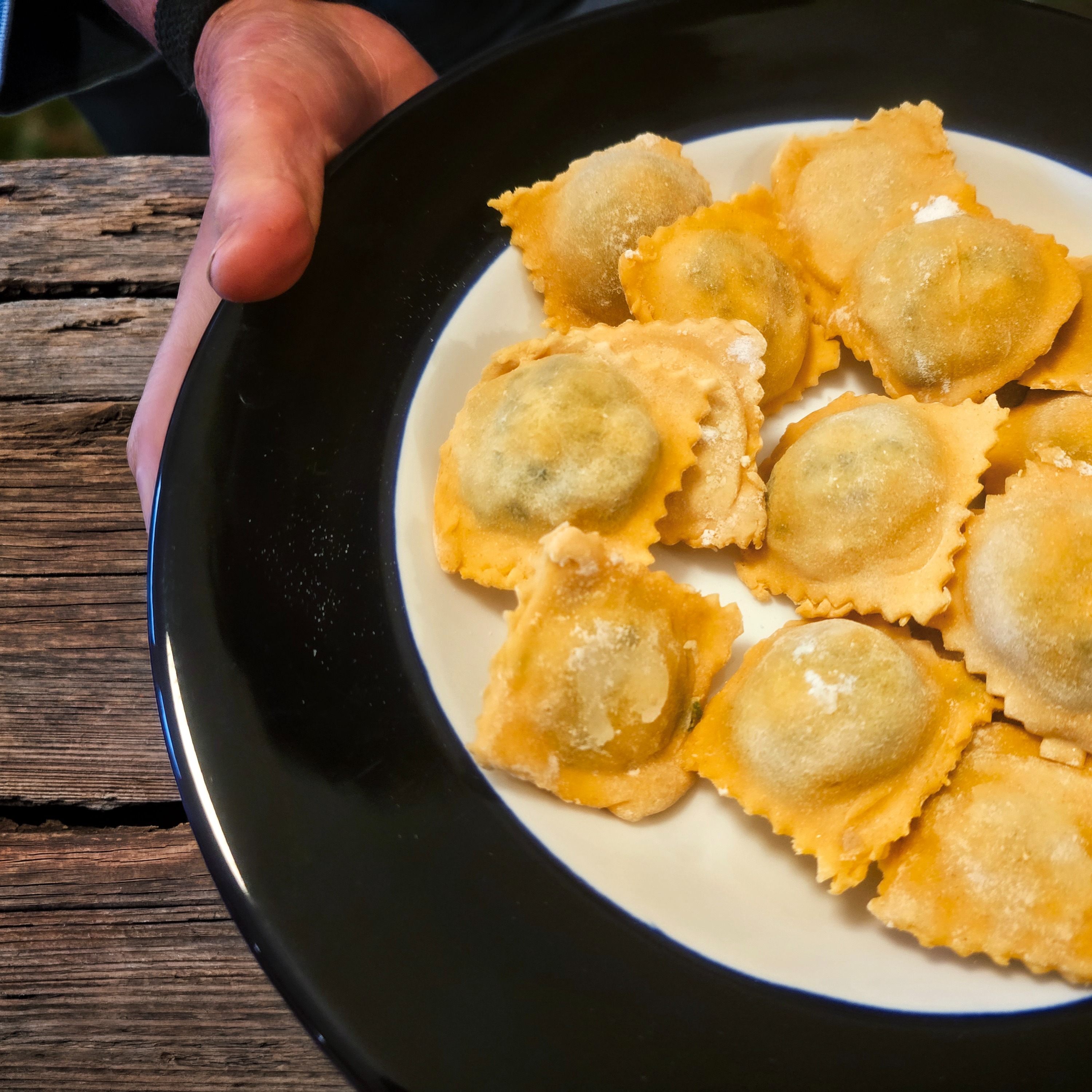 Our friends Diana and Vincent, made my Vincent, ravioli by hand, stuffed with homemade ricotta and chard from the allotment. 

How come I missed out on such a treat! 

It doesn’t get much better than that. 

Silky pasta, green filling. Absolutely lush. º∙👩🏻‍🍳 ₊˚🍜 ˚ෆ 

#handmaderavioli #plottoplate #goodfood #handmadepasta #allotmentcooking