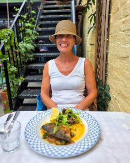 Birthday girl lunching at Birdies in Whitstable.
Moules frites first, followed by beautifully cooked pan-fried sea bream.
And Mr Z arranging it all.
A very good way to spend a birthday.
